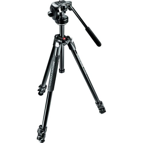  Manfrotto 290 Xtra Aluminum 3-Section Tripod Kit with Fluid Video Head (MK290XTA3-2WUS)