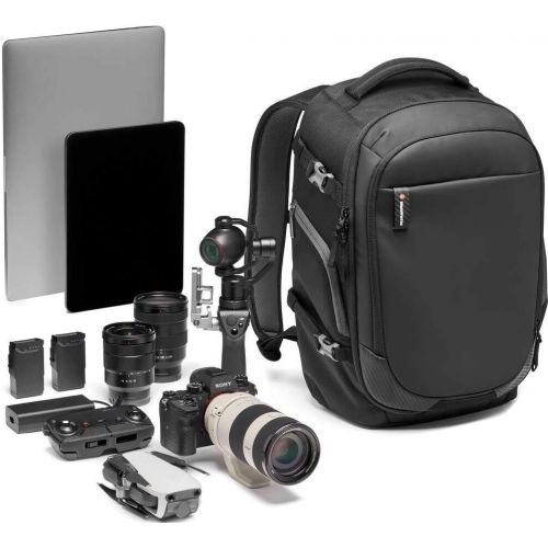  Visit the Manfrotto Store Manfrotto MB MA2-BP-GM Advanced² Gear M Camera and Laptop Backpack, for DSLR and Mirrorless with Standard Lenses, Full Front Compartment, Convertible Padded Divider System, Tripod