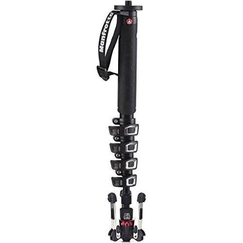  Manfrotto Xpro 5 Section Carbon Fiber Video Monopod, Black (MVMXPROC5US)