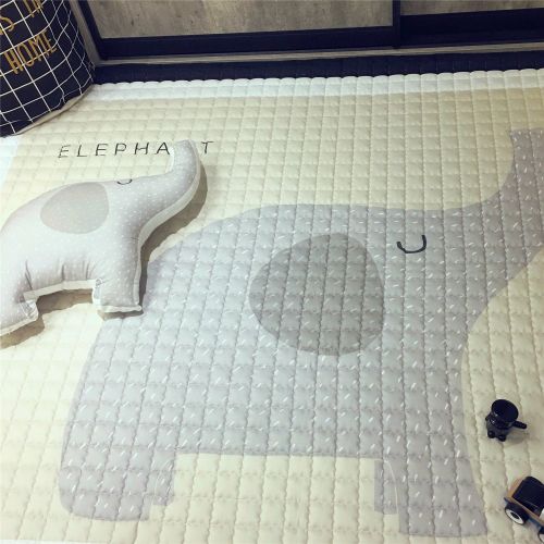  Mangadua Large Thicken Cotton Baby Playmat Educational Crawling Mat Nursery Rug Activity Gym (Elephant)