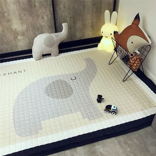  Mangadua Large Thicken Cotton Baby Playmat Educational Crawling Mat Nursery Rug Activity Gym (Elephant)