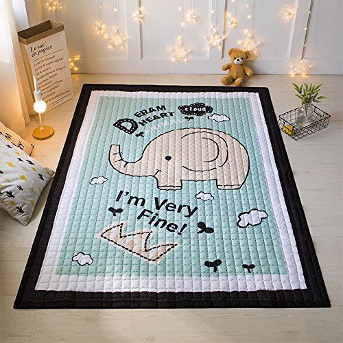  Mangadua Large Thicken Cotton Baby Playmat Educational Crawling Mat Nursery Rug Activity Gym (Lion)