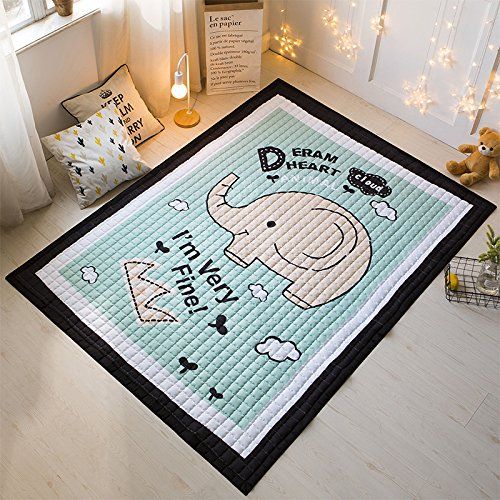  Mangadua Large Thicken Cotton Baby Playmat Educational Crawling Mat Nursery Rug Activity Gym (Lion)