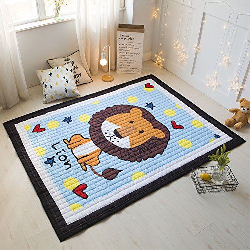  Mangadua Large Thicken Cotton Baby Playmat Educational Crawling Mat Nursery Rug Activity Gym (Lion)