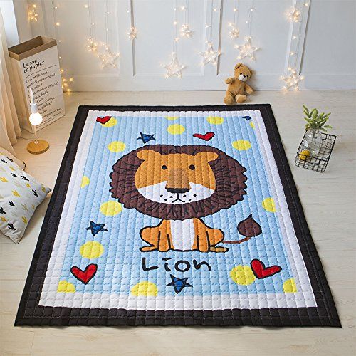  Mangadua Large Thicken Cotton Baby Playmat Educational Crawling Mat Nursery Rug Activity Gym (Lion)