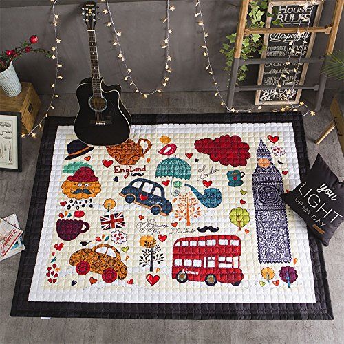  Mangadua Large Thicken Cotton Baby Playmat Educational Crawling Mat Nursery Rug Activity Gym (Lion)