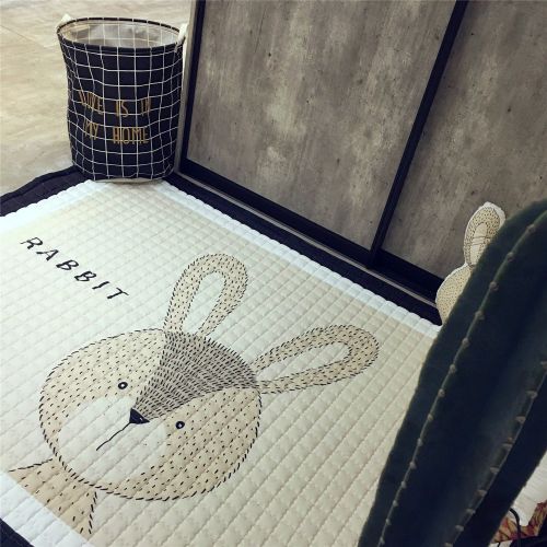  Mangadua Large Thicken Cotton Baby Playmat Educational Crawling Mat Nursery Rug Activity Gym (Rabbit)