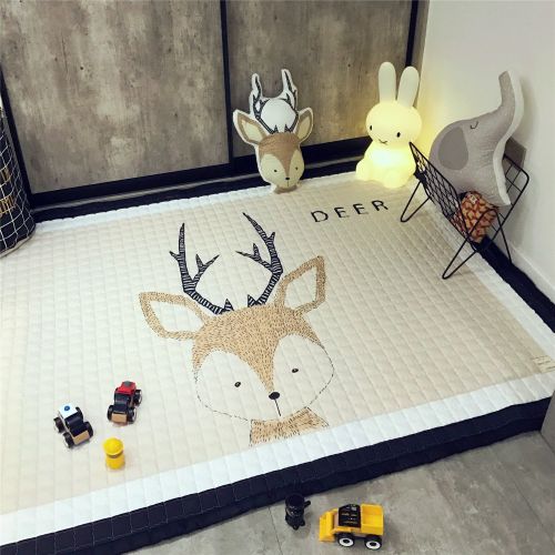  Mangadua Large Thicken Cotton Baby Playmat Educational Crawling Mat Nursery Rug Activity Gym (Rabbit)