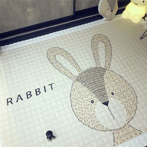  Mangadua Large Thicken Cotton Baby Playmat Educational Crawling Mat Nursery Rug Activity Gym (Rabbit)