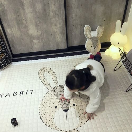  Mangadua Large Thicken Cotton Baby Playmat Educational Crawling Mat Nursery Rug Activity Gym (Rabbit)