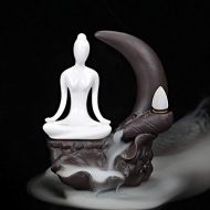 인센스스틱 Mangetal Incense Burner, Incense Cones Burner Incense Stick Holder Porcelain Ceramic Backflow Incense Burner with 10 Free Cones Home Decoration Handicraft Gift Backflow Incense Holder Yoga