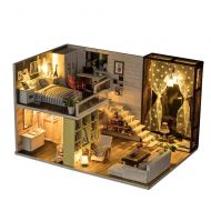 Mangetal Dollhouse Miniatures, DIY Dollhouse Kit Mini Dollhouse Wooden Dollhouse 3D Dollhouse with Cover and Led Light Miniature Dollhouse Accessories for Friends Kids Christmas Birthday Gi