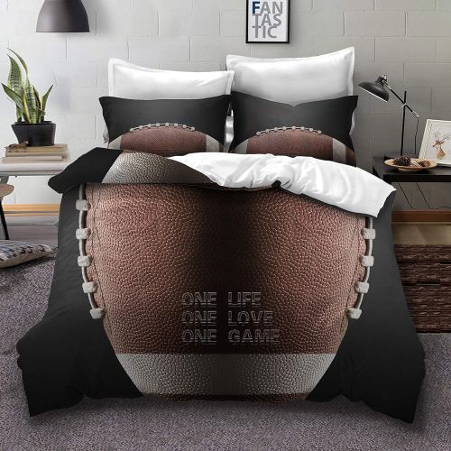  Mangogo American Fantastic Rugby American Football Design,Kids Boys Bedroom Comforter Cover Bedding Set with Pillowcases No Comforter Duvet Cover Sports Themed Bedding Queen Size