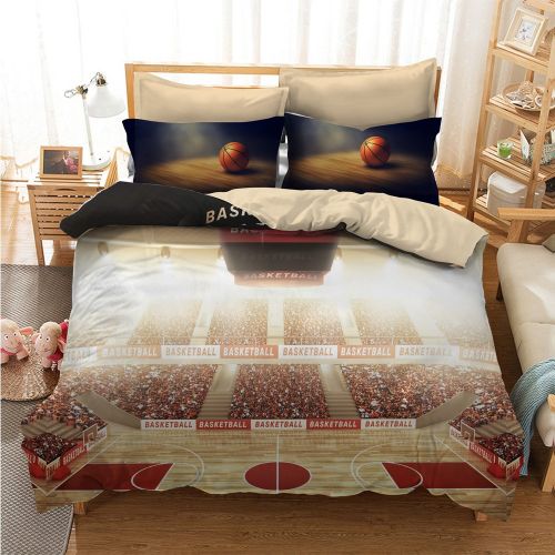  Mangogo American Fantastic Basketball Comforter Cover Bedding Set with PillowcasesDesign,Kids Boys Bedroom No Comforter Duvet Cover Sports Themed Bedding Queen Size