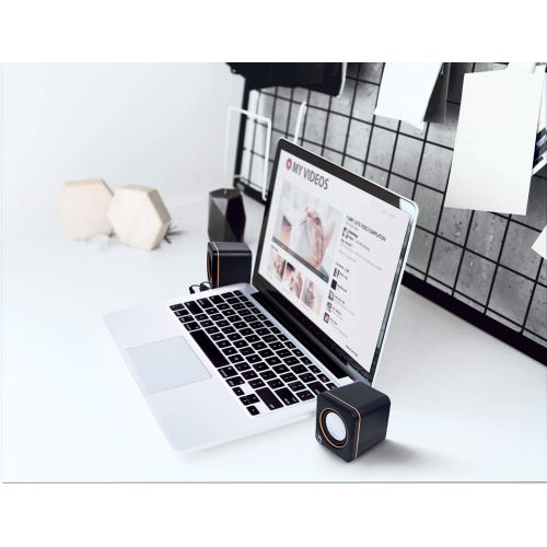  [아마존베스트]Manhattan USB Stereo Speaker System with 3.5 mm Audio Plugs to Connect to a Laptop, Notebook or Desktop Computer, Volume Controller - 161435