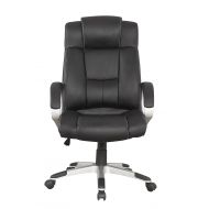 Manhattan Comfort Presidential Washington Collection Bonded Leather Height Adjustable Swivel Ergonomic Office Chair, Black