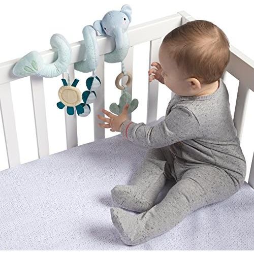  [아마존베스트]Manhattan Toy Safari Elephant Spiral Stroller and Crib Toy with Baby Mirror, Rattle and Teether