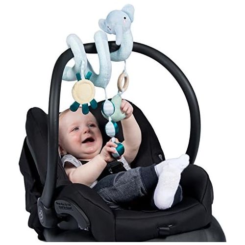  [아마존베스트]Manhattan Toy Safari Elephant Spiral Stroller and Crib Toy with Baby Mirror, Rattle and Teether