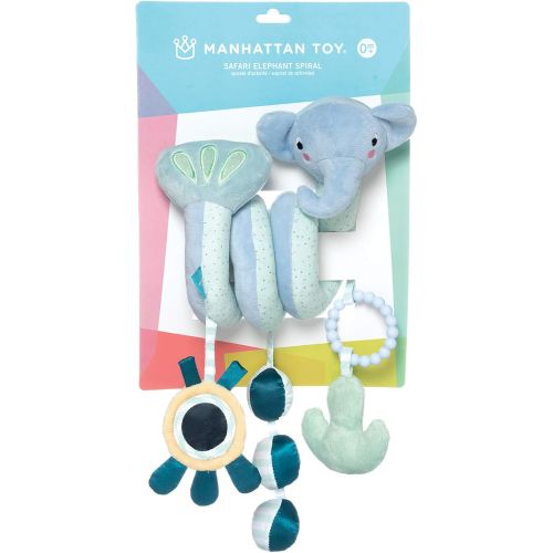  [아마존베스트]Manhattan Toy Safari Elephant Spiral Stroller and Crib Toy with Baby Mirror, Rattle and Teether
