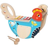 [아마존베스트]Manhattan Toy Musical Chicken Wooden Instrument for Toddlers with Xylophone, Drumsticks, Cymbal and Maraca