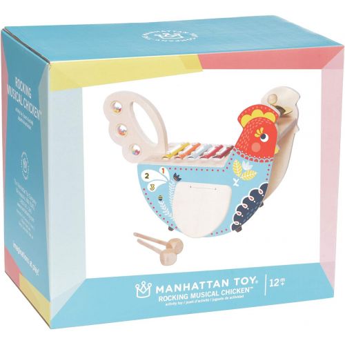  [아마존베스트]Manhattan Toy Musical Chicken Wooden Instrument for Toddlers with Xylophone, Drumsticks, Cymbal and Maraca