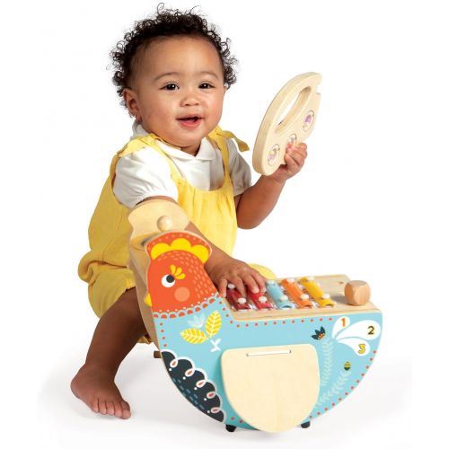  [아마존베스트]Manhattan Toy Musical Chicken Wooden Instrument for Toddlers with Xylophone, Drumsticks, Cymbal and Maraca