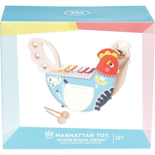  [아마존베스트]Manhattan Toy Musical Chicken Wooden Instrument for Toddlers with Xylophone, Drumsticks, Cymbal and Maraca