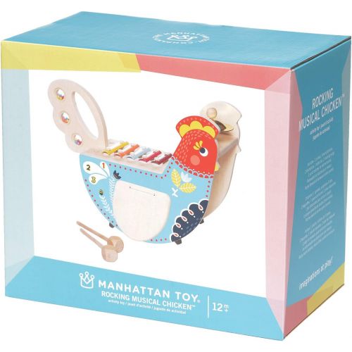  [아마존베스트]Manhattan Toy Musical Chicken Wooden Instrument for Toddlers with Xylophone, Drumsticks, Cymbal and Maraca