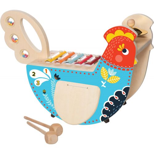  [아마존베스트]Manhattan Toy Musical Chicken Wooden Instrument for Toddlers with Xylophone, Drumsticks, Cymbal and Maraca