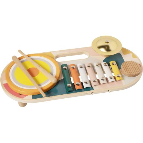  Manhattan Toy Beats to Go Wooden Toddler and Preschool Musical Toy Instrument Xylophone, Drum, Cymbal and Washboard