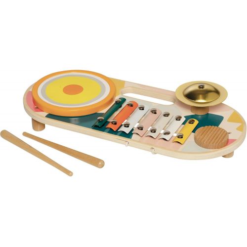  Manhattan Toy Beats to Go Wooden Toddler and Preschool Musical Toy Instrument Xylophone, Drum, Cymbal and Washboard