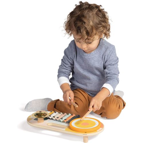  Manhattan Toy Beats to Go Wooden Toddler and Preschool Musical Toy Instrument Xylophone, Drum, Cymbal and Washboard