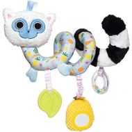 Manhattan Toy Lemur Baby Travel Spiral with Baby-Safe Mirror, Elastic Pull Cord, Textured Teether & Ring Rattle