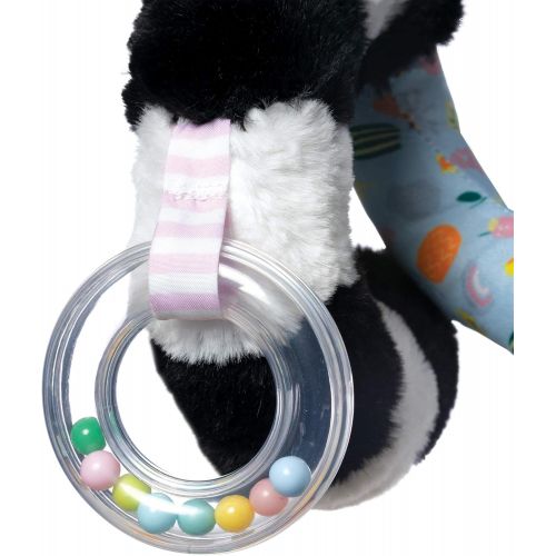  Manhattan Toy Lemur Baby Travel Spiral with Baby-Safe Mirror, Elastic Pull Cord, Textured Teether & Ring Rattle