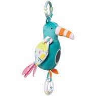 Manhattan Toy Fantasy Bird Clip-on Baby Travel Toy with Baby-Safe Mirror, Ring Rattle and Teether