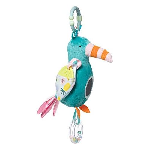  Manhattan Toy Fantasy Bird Clip-on Baby Travel Toy with Baby-Safe Mirror, Ring Rattle and Teether