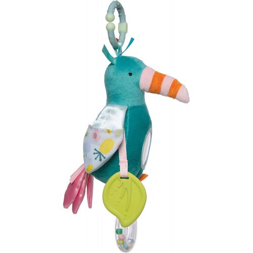  Manhattan Toy Fantasy Bird Clip-on Baby Travel Toy with Baby-Safe Mirror, Ring Rattle and Teether