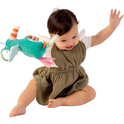  Manhattan Toy Fantasy Bird Clip-on Baby Travel Toy with Baby-Safe Mirror, Ring Rattle and Teether