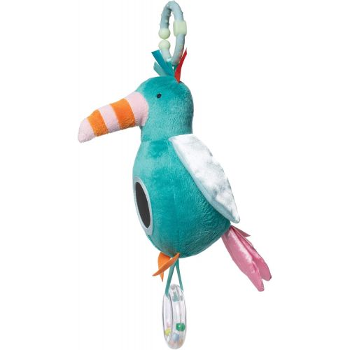  Manhattan Toy Fantasy Bird Clip-on Baby Travel Toy with Baby-Safe Mirror, Ring Rattle and Teether