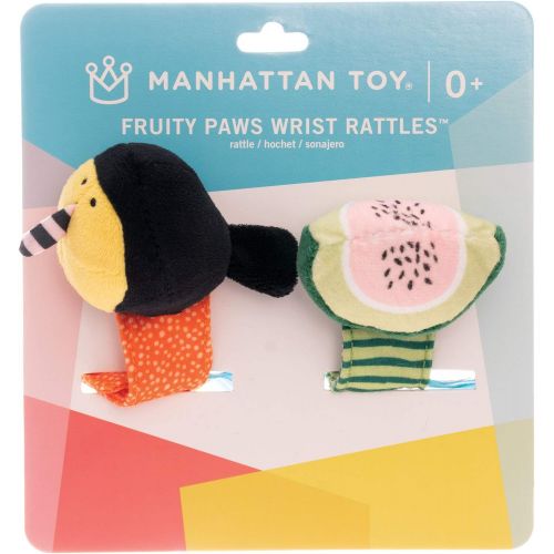  Manhattan Toy Fruity Paws Watermelon & Toucan Baby Wrist Rattle & Foot Finder Set