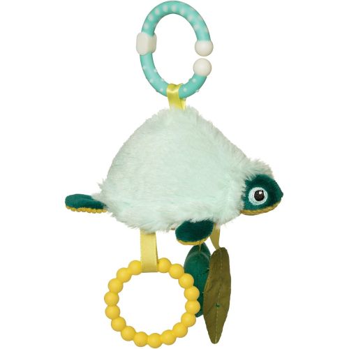 Manhattan Toy Theo Turtle Clip On Baby Toy with Rattle, Crinkle Paper and Soft Teether Ring