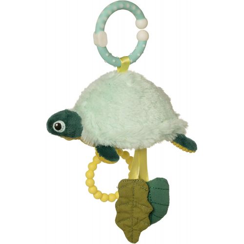  Manhattan Toy Theo Turtle Clip On Baby Toy with Rattle, Crinkle Paper and Soft Teether Ring