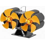 Man-hj Heat Powered Stove Fan Fireplace Fan Dual Head 10 Blades Heat Powered Stove Fan Aluminium Silent Eco Friendly for Wood Log Burner for Winter Inter for Home Heating (Color : Golden)