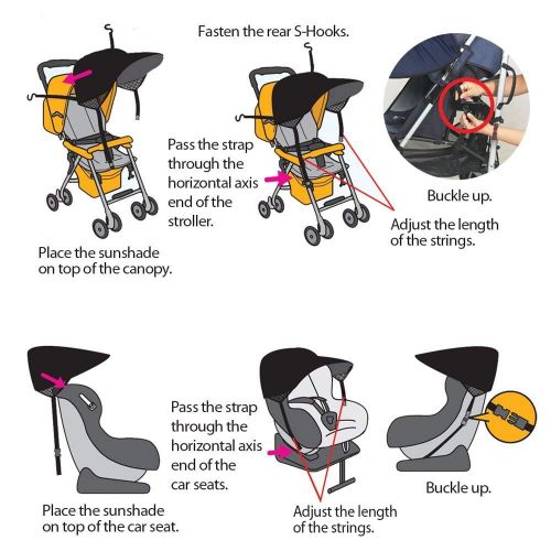  Manito Sun Shade for Strollers and Car Seats (Black) UPF 50+