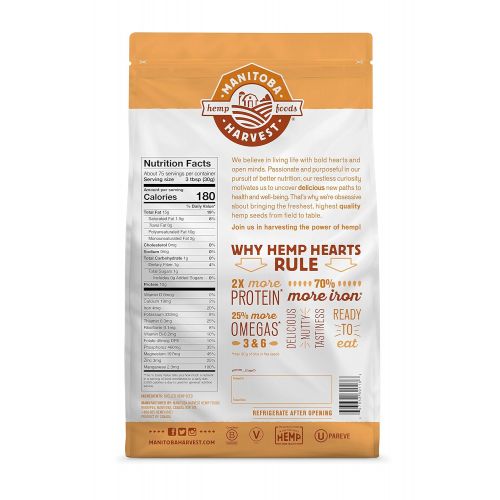  Manitoba Harvest Hemp Hearts Raw Shelled Hemp Seeds, 5lb; with 10g Protein & 12g Omegas per...