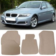 Mann Floor Mat Compatible With 2005-2009 BMW E90 3 Series | Front & Rear Beige 4PC Nylon Car Floor Carpets Carpet liner by IKON MOTORSPORTS |2006 2007 2008