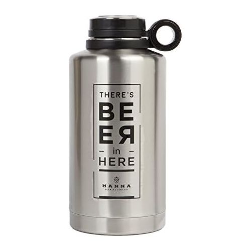  [아마존베스트]Manna Ring Growler | 64oz Vacuum Insulated Stainless Steel | Craft and IPA Beer Growler | Keeps Beverages Fresh and Cold up to 24 Hours | Lead and BPA Free -Beer in Here