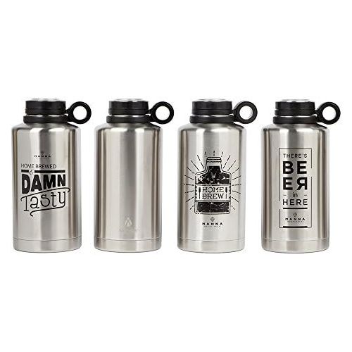  [아마존베스트]Manna Ring Growler | 64oz Vacuum Insulated Stainless Steel | Craft and IPA Beer Growler | Keeps Beverages Fresh and Cold up to 24 Hours | Lead and BPA Free -Beer in Here