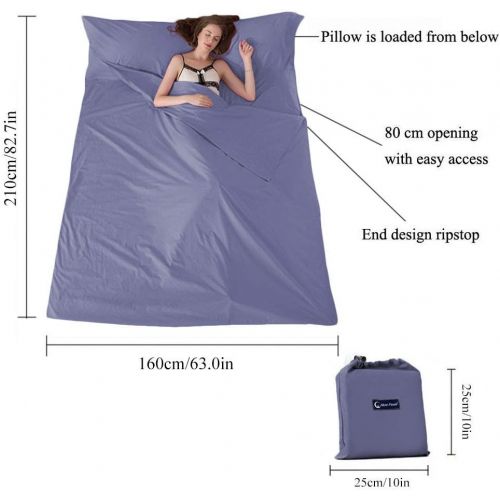  Mannice Sleeping Bag Liner Travel Camping Sheet Lightweight Hotel Sheet Compact Sleep Bag Sack Lightweight Breathable Liners Warm Roomy for Camping Youth Hostels Picnic Adult Compact Sacks