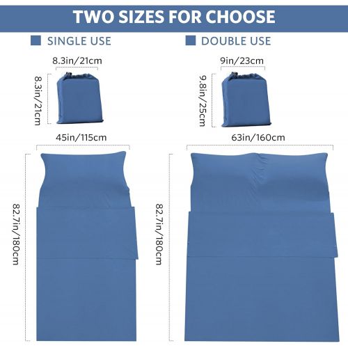  Mannice Travel and Camping Sheet Sleeping Bag Liner,Lightweight Compact Portable Adult Thin Sleeping Bag Sack,Premium Soft Hotel Sleep Sheet for Traveling Hostels Picnic